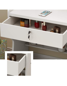 Toeletta Bambina Specchio cuore Cassetto e Sgabello MDF... 2