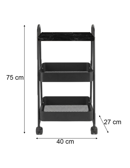 Carrello Multiuso 75x40x27 cm Carrellino Salvaspazio con Ruote e Cestelli