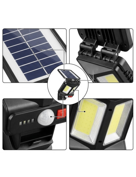 Lampada Solare da Parete LED con Batteria Display e Ricarica USB-C
