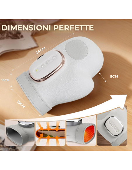 Massaggiatore Mani Compressione SMART HAND Termica Massaggio Guanto Ricaricabile