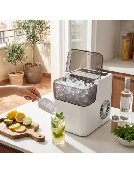 Macchina Ghiaccio 12Kg/24H Compatta con Display Touch e Sensori