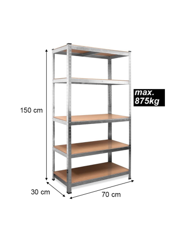 Scaffale 5 Ripiani in Metallo Ripiani MDF...