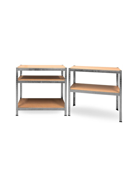 Set 2 pz Scaffale 5 Ripiani Metallo MDF Modulare 150Hx70Lx30P cm portata 875kg