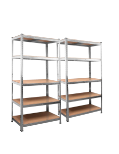 Set 2 pz Scaffale 5 Ripiani Metallo MDF Modulare...