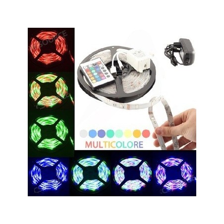 Striscia led 5 metri 72w  multicolor RGB 300 led mensole controsoffittatura