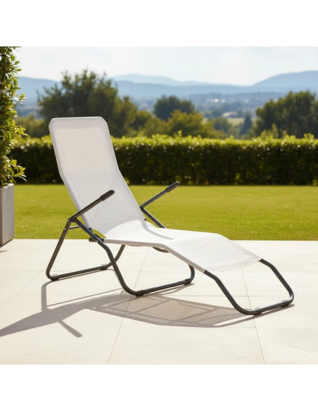 Sedia Sdraio da Giardino in Acciaio e Textilene 823907 Basculante 140x57x96hcm