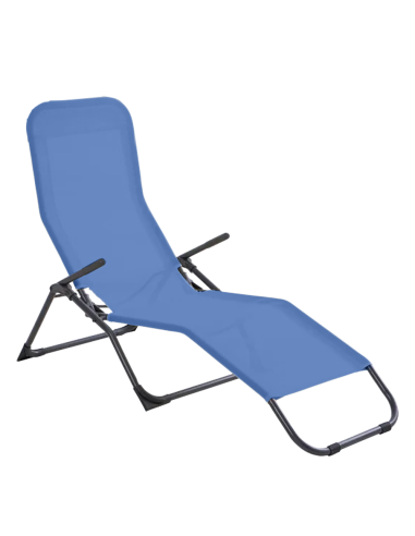 Sedia Sdraio da Giardino in Acciaio e Textilene 823907 Basculante 140x57x96hcm Blu