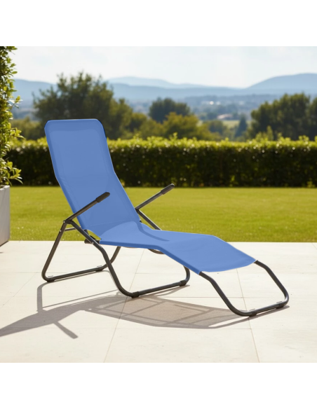 Set 2 Sdraio da Giardino in Texilene 823907 Basculante in Acciaio 140x57x96cm