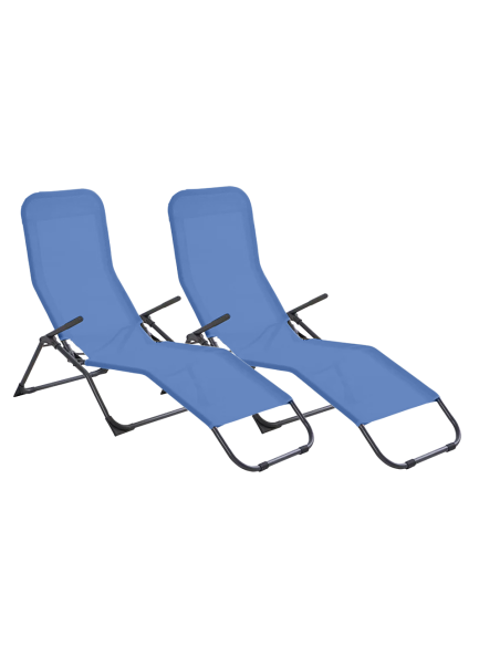 Set 2 Sdraio da Giardino in Texilene 823907 Basculante in Acciaio 140x57x96cm
