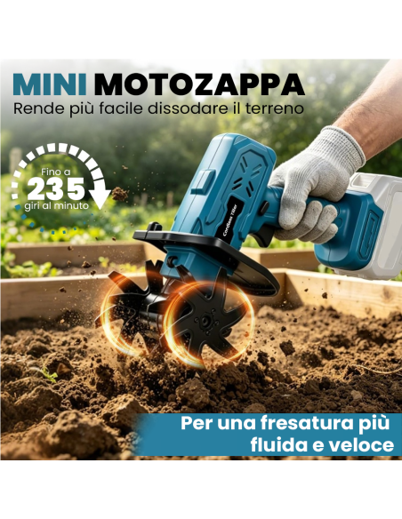 Motozappa a Batteria, 48V Motocoltivatore da Giardino con 2 Batterie