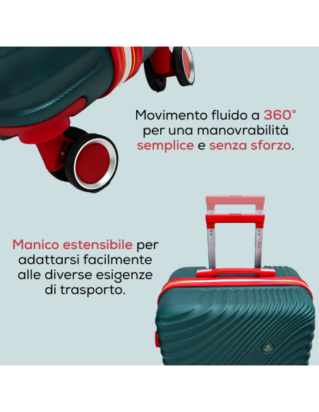 Set 3 Trolley Rigidi ENRICO COVERI Tris Valigie ABS Ruote 360 Mod. MILANO