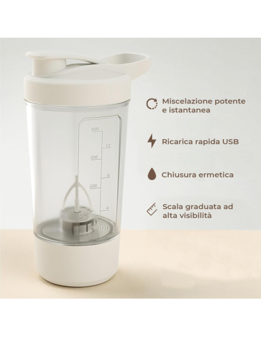 Shaker Elettrico Proteine USB Bottiglia...