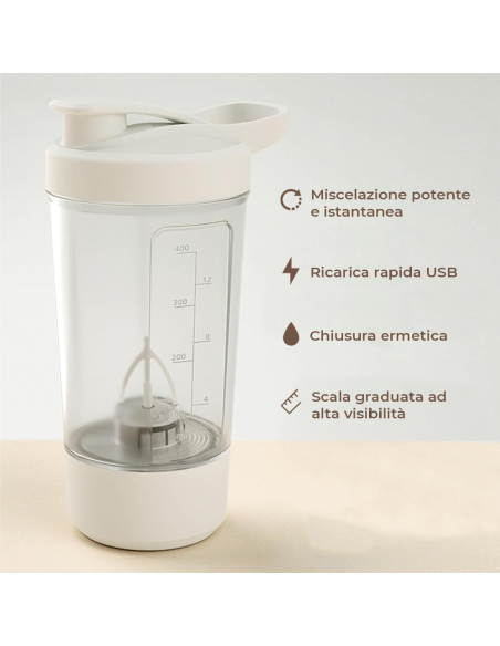 Shaker Elettrico Proteine USB Bottiglia Miscelatrice Automatica Graduata 1000ml
