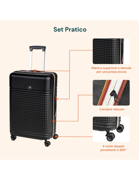 Set 4 Valigie Rigide ABS con Beauty Case ENRICO COVERI Ruote girevoli 360