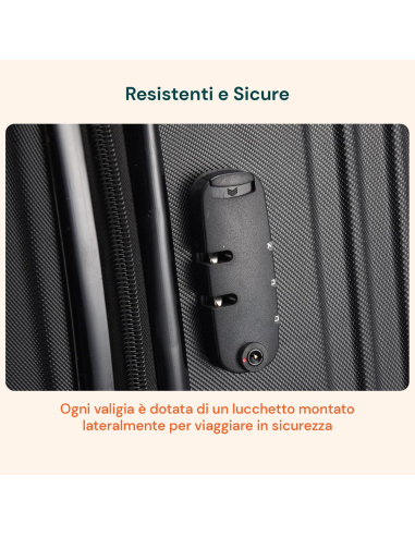 Set 4 Valigie Rigide ABS con Beauty Case ENRICO...