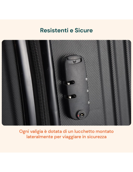 Set 4 Valigie Rigide ABS con Beauty Case ENRICO COVERI Ruote girevoli 360