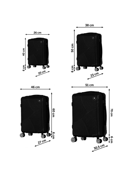 Set 4 Trolley Rigidi ENRICO COVERI Ruote Removibili 360° e Lucchetto mod. MIAMI