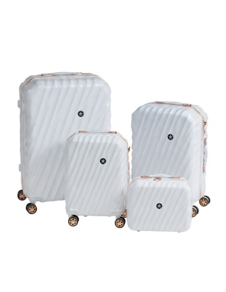 Set Valigie Rigide ABS 3 Pezzi con Beauty Case e Ruote Removibili