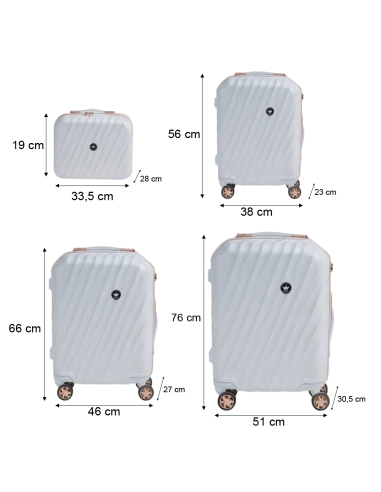 Set Valigie Rigide ABS 3 Pezzi con Beauty Case...
