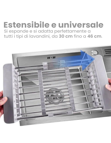 Scolapiatti Regolabile Telescopico da Lavello...