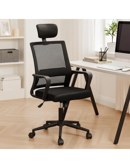 Sedia Ufficio Ergonomica ATLANTA con Poggiatesta Regolabile e Ruote 360°