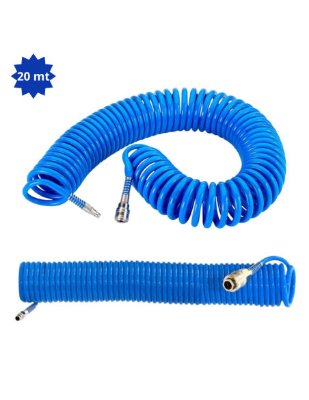 Tubo Flessibile Aria Compressa 20 Metri Raccordo Rapido 1/4 per Compressore