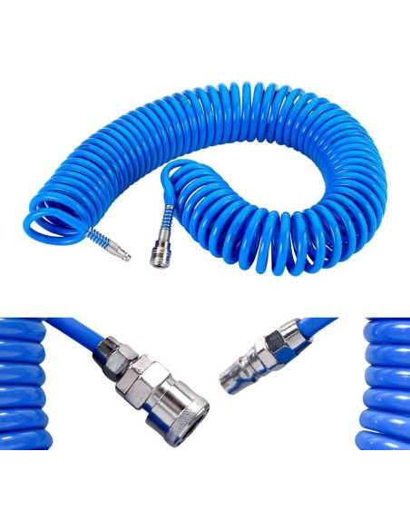 Tubo Flessibile Aria Compressa 20 Metri Raccordo Rapido 1/4 per Compressore