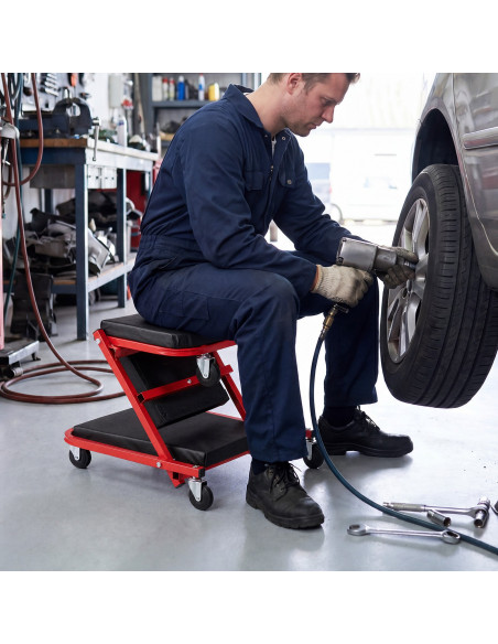 Carrello Sotto Auto 2 in 1 Sgabello da Officina Lettino Riparazioni max 150 kg