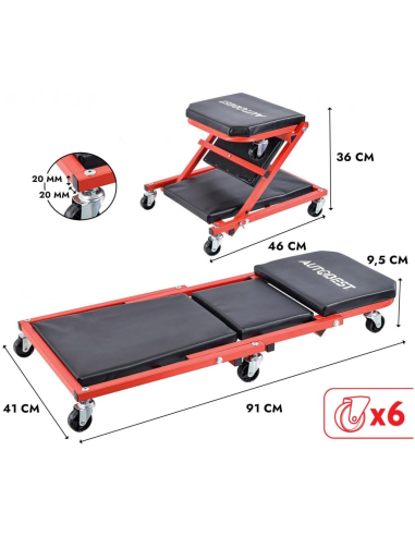 Carrello Sotto Auto 2 in 1 Sgabello da Officina...