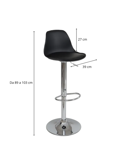 2 Pz Sgabello da Bar ROY Moderno Girevole 360 Seduta Regolabile con Poggiapiedi