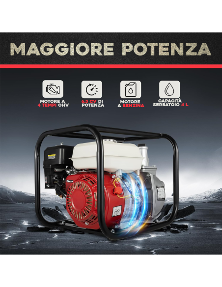 Motopompa a scoppio WP30X a benzina 3" autoadescante 6,5 HP 31 mt 4 TEMPI 60m3/h