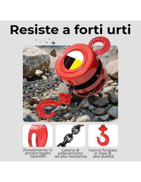 Argano a catena manuale 3 mt 1 ton paranco sollevatore con gancio frizionato