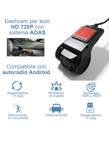 Dash Cam Auto 4K Telecamera per Auto ADAS G-Sensor Monitoraggio Parcheggio