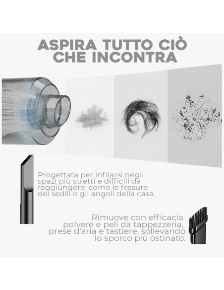 2pz Aspirapolvere portatile 111723 con luce led a batterie per auto casa