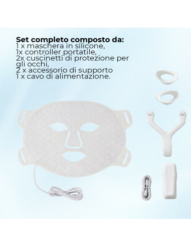Maschera 7 LED Viso Fototerapia con Timer...