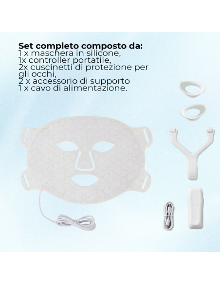 Maschera 7 LED Viso Fototerapia con Timer Riutilizzabile