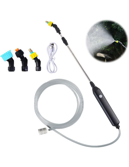 Spruzzatore Elettrico per Piante 2400mAh con 3 Ugelli e Asta Telescopica