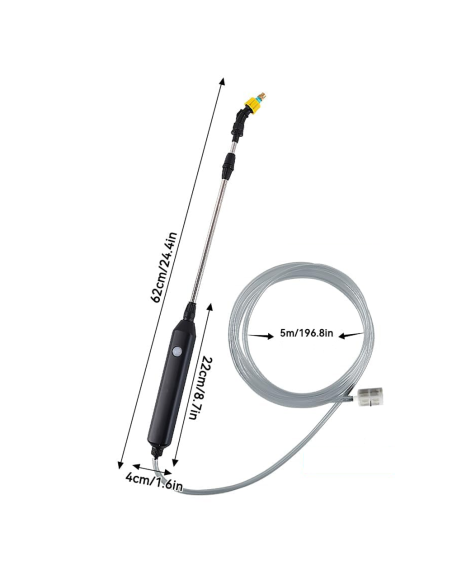 Spruzzatore Elettrico per Piante 2400mAh con 3 Ugelli e Asta Telescopica