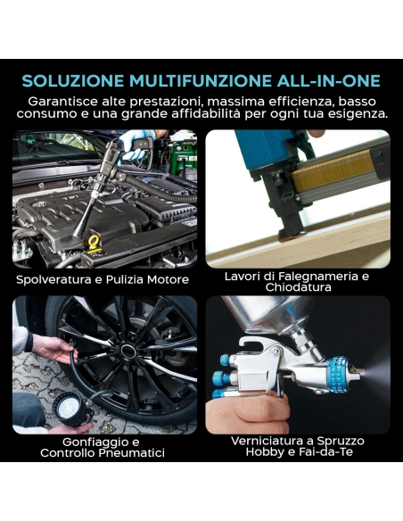 Compressore Aria Portatile 3L 8 Bar Brushless Compatibile Batteria Makita 18V