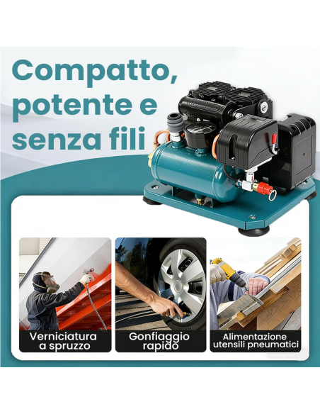 Compressore Aria Portatile 1,5L Brushless 18V Cordless Alta Pressione