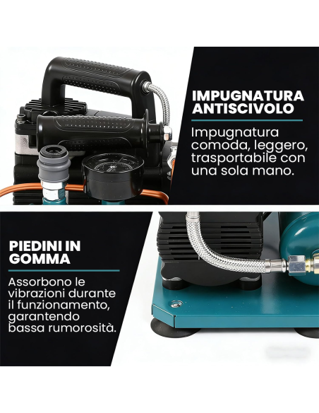 Compressore Aria Portatile 1,5L Brushless 18V Cordless Alta Pressione