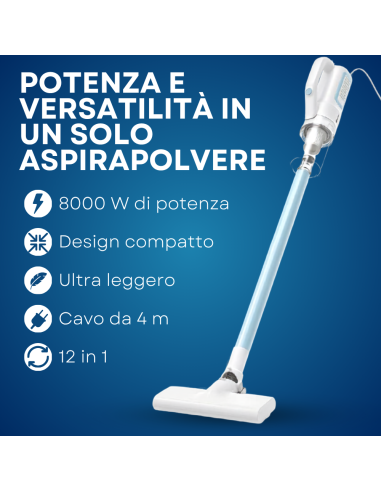 Aspirapolvere Elettrico 12 in 1 Potente 800W...