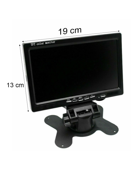 Monitor LCD 7 Pollici 2 ingressi RCA DVD sorveglianza Retromarcia Poggiatesta