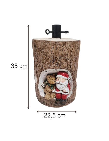 Base Albero Natale Tronco 35 cm con Babbo Natale e Orso LED Illuminata