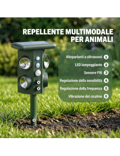 Dissuasore Repellente Ultrasuoni Solare Animali Sensore... 2