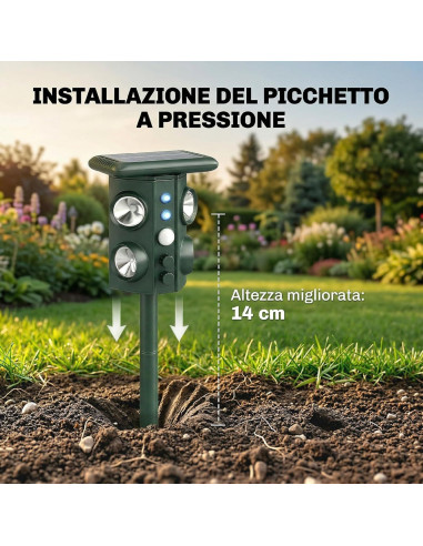Dissuasore Repellente Ultrasuoni Solare Animali...