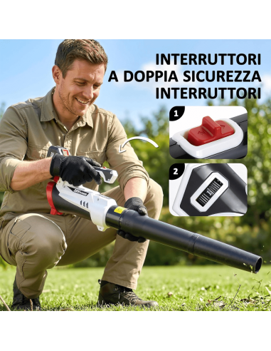 Soffiatore Foglie Batteria 1000W 270 km/h...