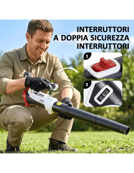 Soffiatore Foglie Batteria 1000W 270 km/h Brushless con 2 Batterie 4.0Ah