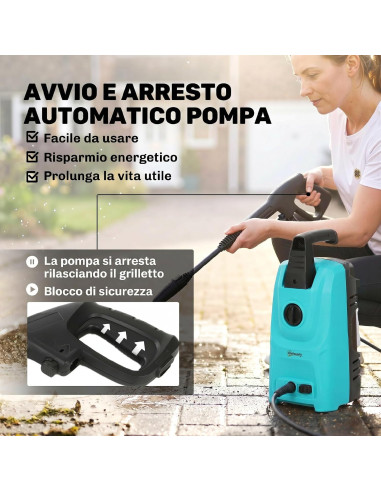 Idropulitrice Alta Pressione 1500W 120 Bar 390L...