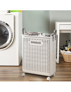 Cesto Portabiancheria 60L Pieghevole con 4 Ruote 2